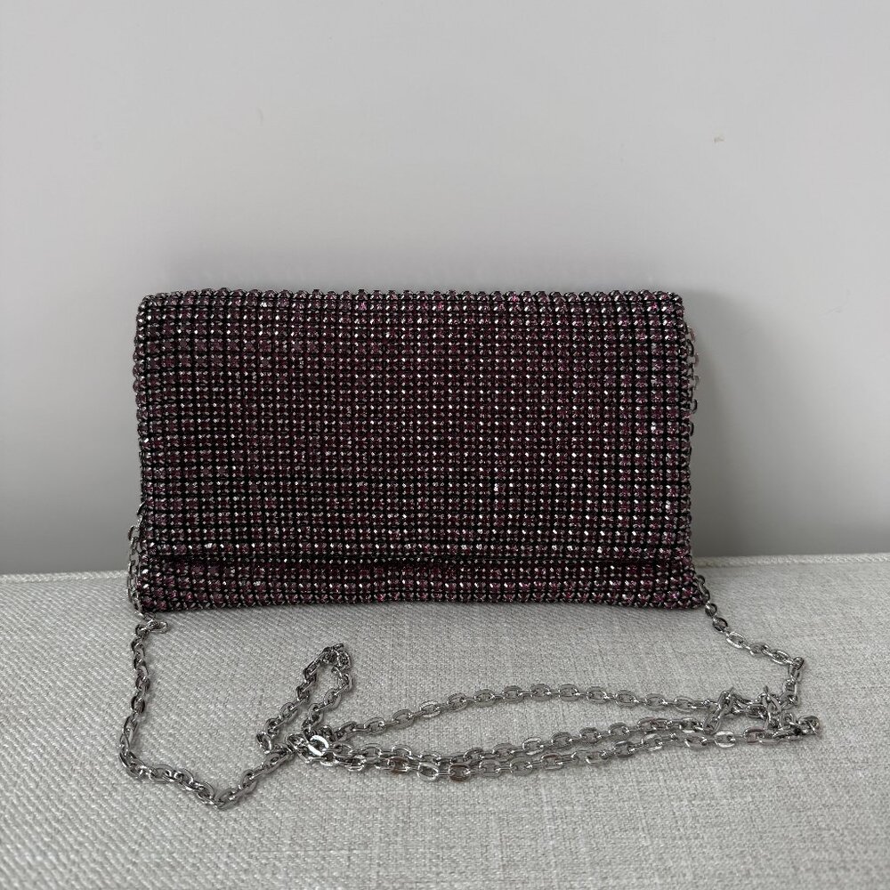 NWT I.N.C. Magenta Purple Bedazzled Clutch Crossbody Bag